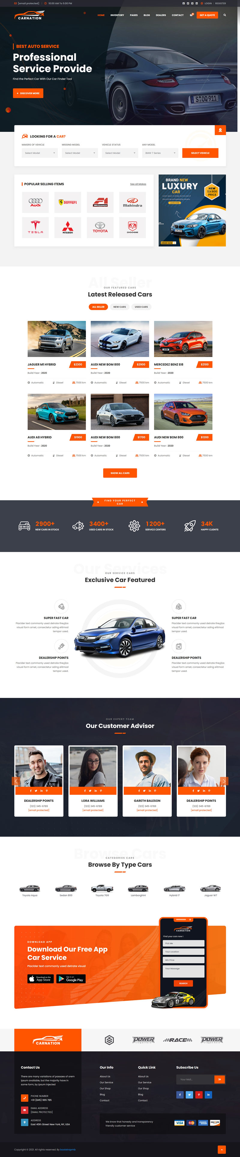 Bootstrap响应式汽车经销商网站HTML5模板