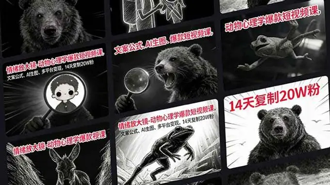 情绪放大镜-动物心理学爆款短视频课，14天复制20W粉 第1张